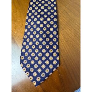 The Crescent Store For Men Navy Blue Floral Silk Tie Made In Great Britain